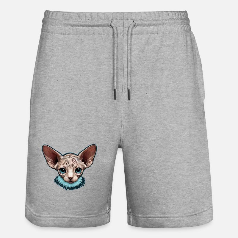Kitty Sphynx aux yeux bleus - Short de jogging bio TRAINER Stanley/Stella unisexe - gris chiné
