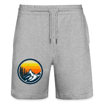 Conception d’aventure au coucher du soleil en montagne - Short de jogging bio TRAINER Stanley/Stella unisexe - gris chiné - Devant - Nik (191cm) & Marisol (170cm)