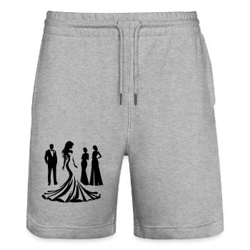 Braut - Stanley/Stella Unisex Bio Joggingshorts Trainer  - Grau meliert - Vorne - Nik (191cm) & Marisol (170cm)