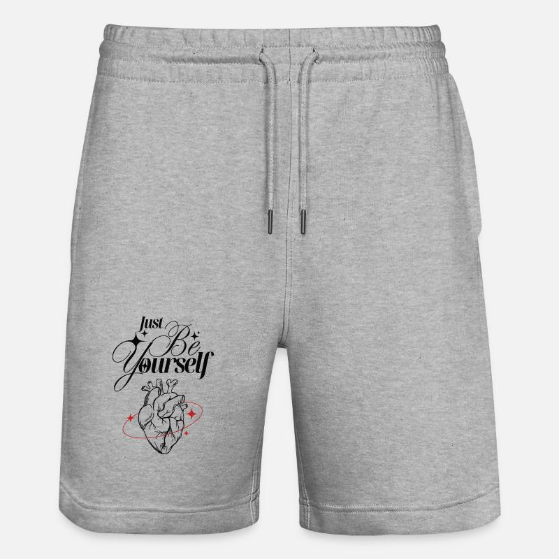 Soyez simplement vous-même – Cœur et lettrage - Short de jogging bio TRAINER Stanley/Stella unisexe - gris chiné