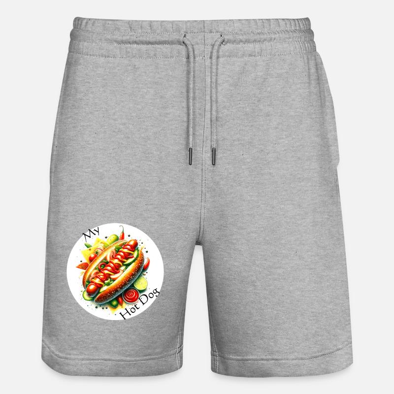 Farbexplosion Hotdog Kunst - Stanley/Stella Unisex Bio Joggingshorts Trainer - Grau meliert
