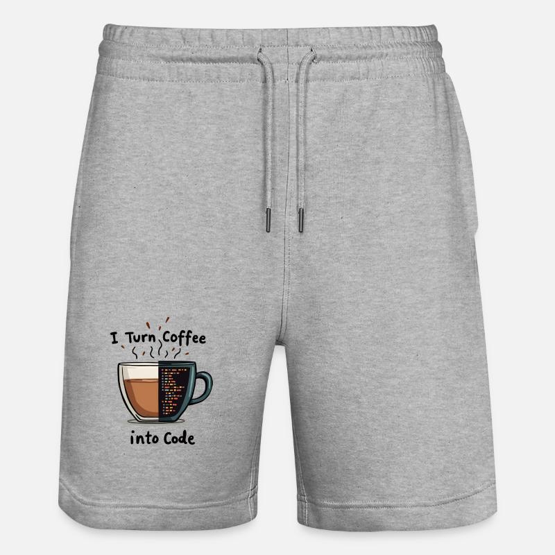 Coffee into Code - Stanley/Stella Trainer Unisex Organic Jogging Shorts - heather grey