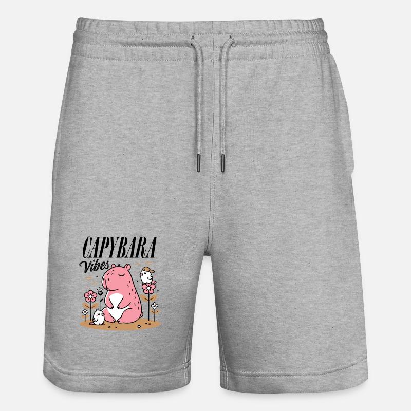 Capybara détendu avec des amis - Short de jogging bio TRAINER Stanley/Stella unisexe - gris chiné