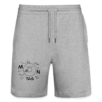 Monday Blues - Stanley/Stella Trainer Unisex Organic Jogging Shorts - heather grey - Front - Nik (191cm) & Marisol (170cm)