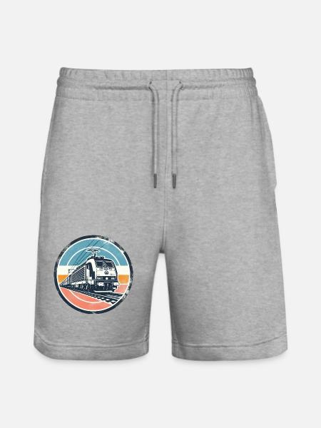 E-Lok mit Güterzug - Stanley/Stella Unisex Bio Joggingshorts Trainer - Grau meliert