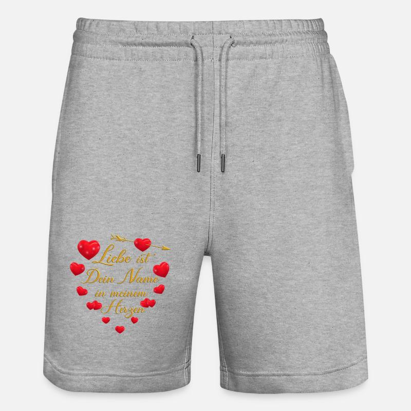 Romantisches Herz-Design - Liebe ist dein Name - Stanley/Stella Unisex Bio Joggingshorts Trainer - Grau meliert