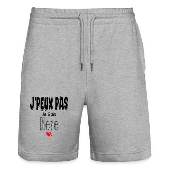 J'Peux Pas Je suis Mère - Short de jogging bio TRAINER Stanley/Stella unisexe - gris chiné - Devant - Nik (191cm) & Marisol (170cm)
