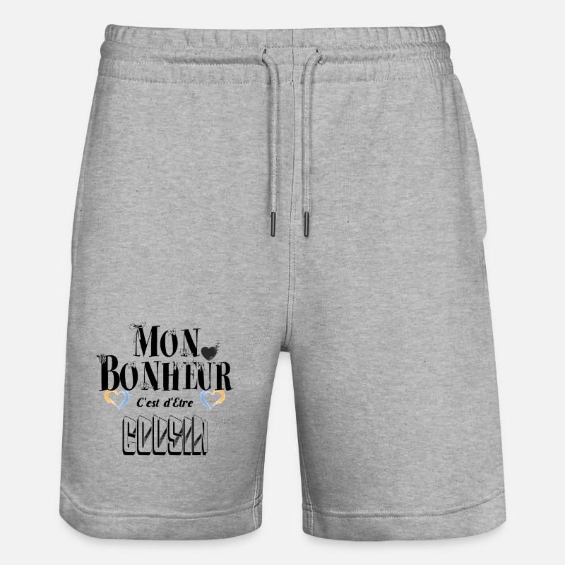 Mon Bonheur C'est d'Etre Cousin - Short de jogging bio TRAINER Stanley/Stella unisexe - gris chiné