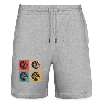 Bonsai Sunset - Stanley/Stella Trainer Unisex Organic Jogging Shorts - heather grey - Front - Nik (191cm) & Marisol (170cm)
