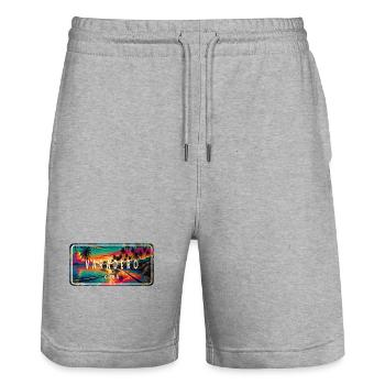 Varadero Cuba Sunset Design - Stanley/Stella Trainer Unisex Organic Jogging Shorts - heather grey - Front - Nik (191cm) & Marisol (170cm)