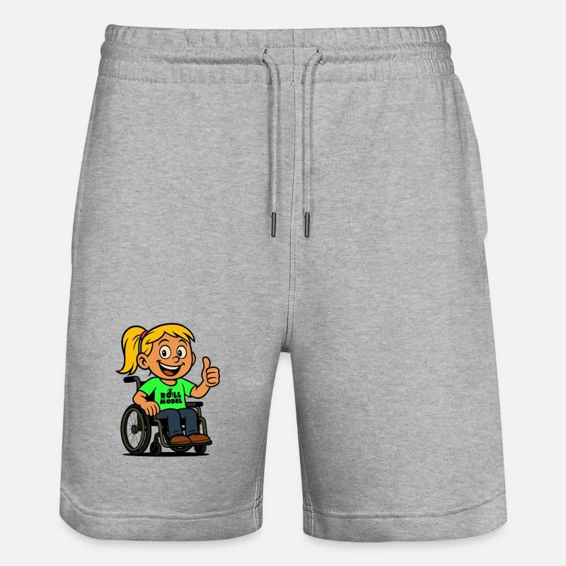 Lolla Vorbild der Rollstuhlfahrer. Rollstuhl # - Stanley/Stella Unisex Bio Joggingshorts Trainer  - Grau meliert