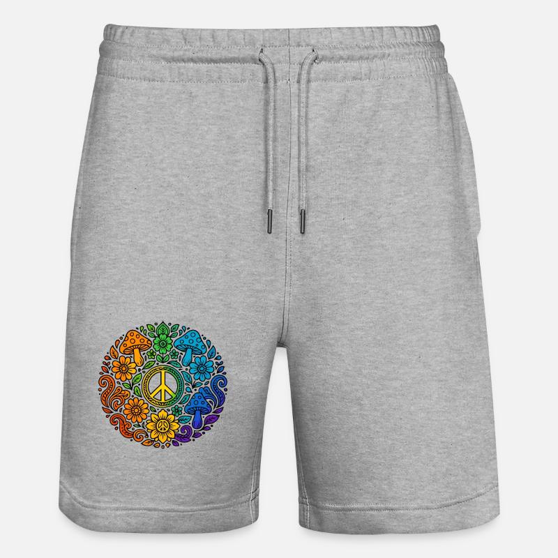 Psychedelisches Peace-Zeichen im Regenbogenstil - Stanley/Stella Unisex Bio Joggingshorts Trainer  - Grau meliert