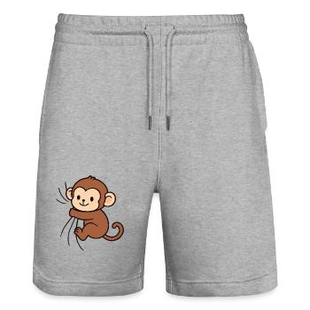 Dear little monkey - Stanley/Stella Trainer Unisex Organic Jogging Shorts - heather grey - Front - Nik (191cm) & Marisol (170cm)