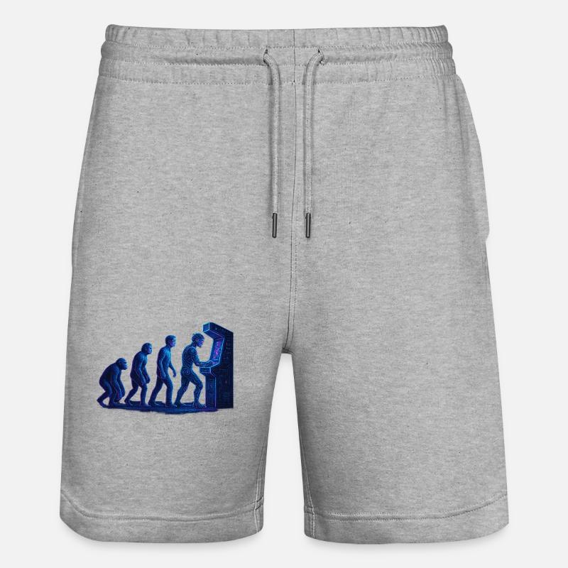 Arcade Menschliche Evolution - Stanley/Stella Unisex Bio Joggingshorts Trainer  - Grau meliert