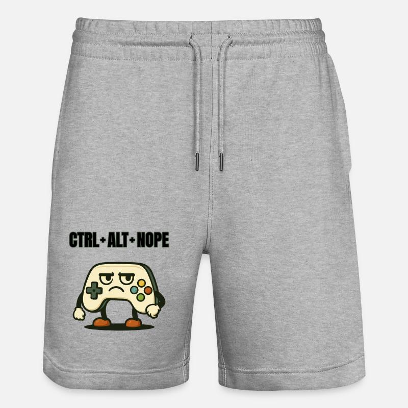 CTRL ALT NOPE Controller Meme - Stanley/Stella Trainer Unisex Organic Jogging Shorts - heather grey
