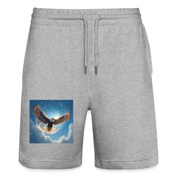 Krafttier Adler am Himmel - Stanley/Stella Unisex Bio Joggingshorts Trainer  - Grau meliert - Vorne - Nik (191cm) & Marisol (170cm)