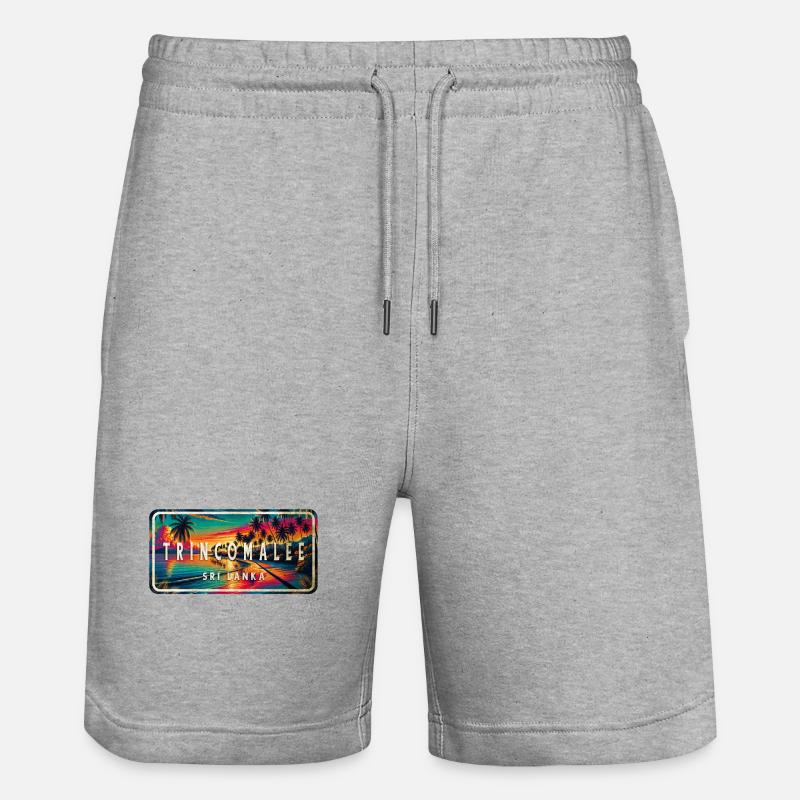Trincomalee Beach Sunset Schild - Stanley/Stella Unisex Bio Joggingshorts Trainer  - Grau meliert