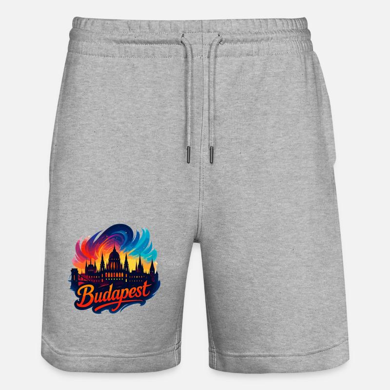 Budapest Capitale Hongrie Silhouette Cadeau - Short de jogging bio TRAINER Stanley/Stella unisexe - gris chiné