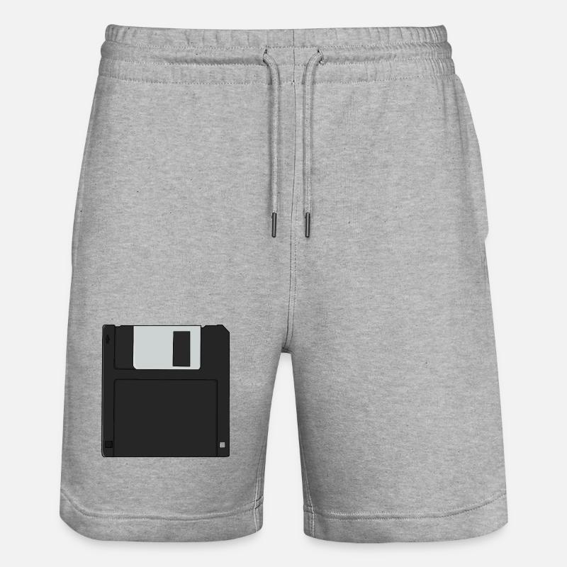 Nostalgic 3½ inch Diskette Retro Floppy Disk - Stanley/Stella Trainer Unisex Organic Jogging Shorts - heather grey