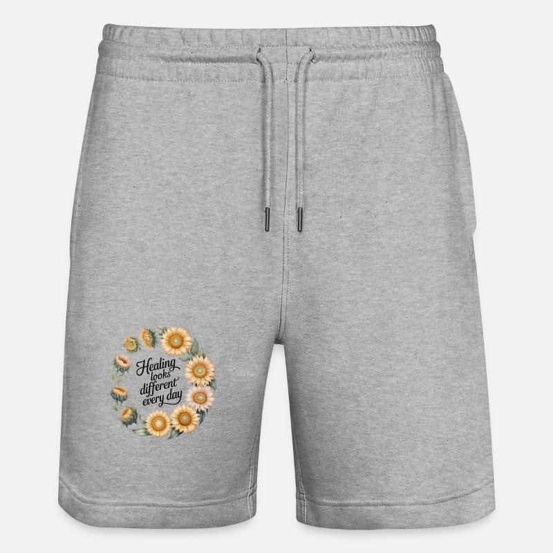 Couronne florale avec citation - Short de jogging bio TRAINER Stanley/Stella unisexe - gris chiné