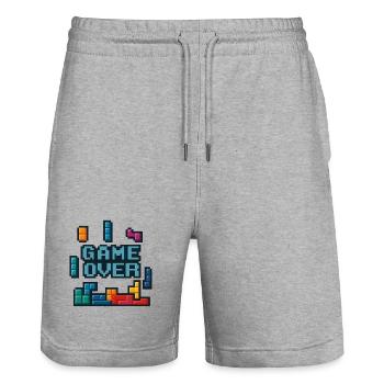 Pixel-Art Game Over Design - Stanley/Stella Unisex Bio Joggingshorts Trainer  - Grau meliert - Vorne - Nik (191cm) & Marisol (170cm)