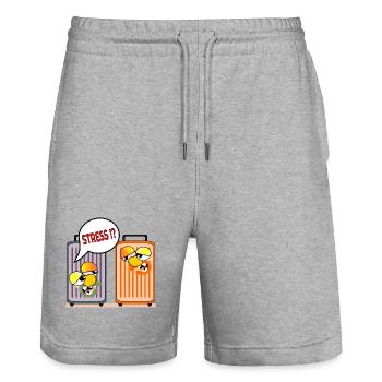 FERIEN STRESS URLAUBSKOFFER - Stanley/Stella Unisex Bio Joggingshorts Trainer  - Grau meliert - Vorne - Nik (191cm) & Marisol (170cm)