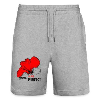 you are perfect - Stanley/Stella Unisex Bio Joggingshorts Trainer  - Grau meliert - Vorne - Nik (191cm) & Marisol (170cm)