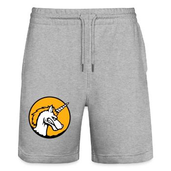 Unicorn Evil Angry Attack Teeth Grinding Sour - Stanley/Stella Trainer Unisex Organic Jogging Shorts - heather grey - Front - Nik (191cm) & Marisol (170cm)