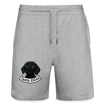 Schweißhund Tante Cäthe - Stanley/Stella Unisex Bio Joggingshorts Trainer  - Grau meliert - Vorne - Nik (191cm) & Marisol (170cm)