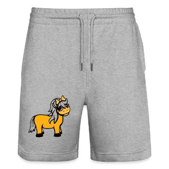 cheval fille femme mignonne jolie femme arc - Short de jogging bio TRAINER Stanley/Stella unisexe - gris chiné - Devant - Nik (191cm) & Marisol (170cm)