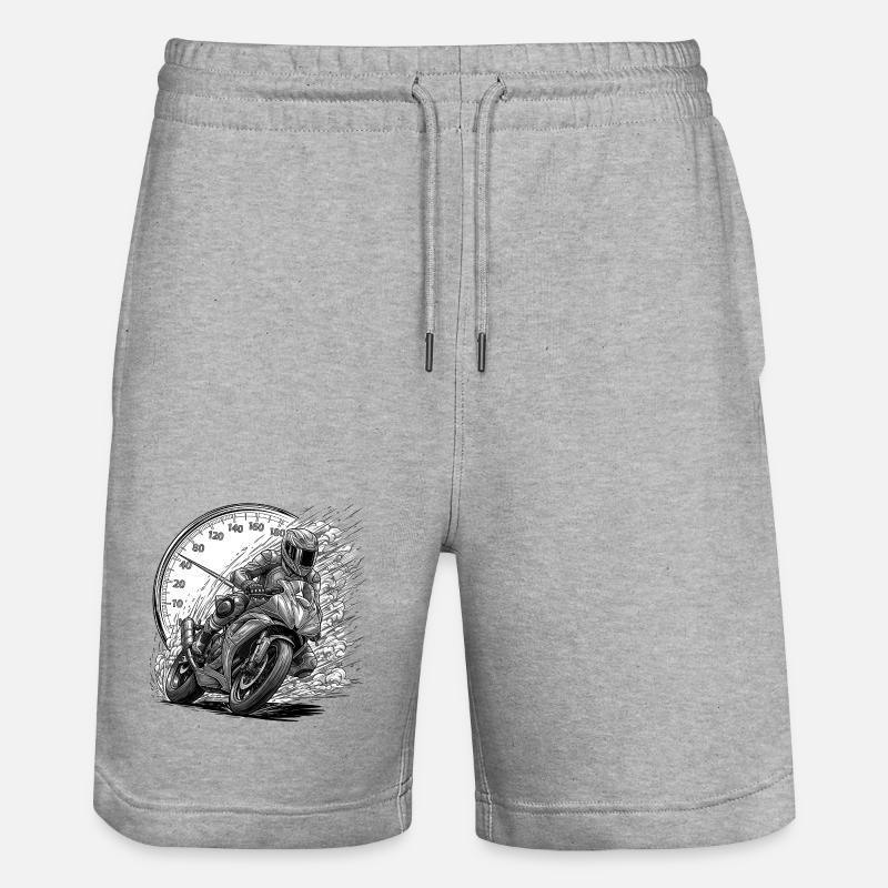 Biker, der von Geschwindigkeit angetrieben wird - Stanley/Stella Unisex Bio Joggingshorts Trainer  - Grau meliert