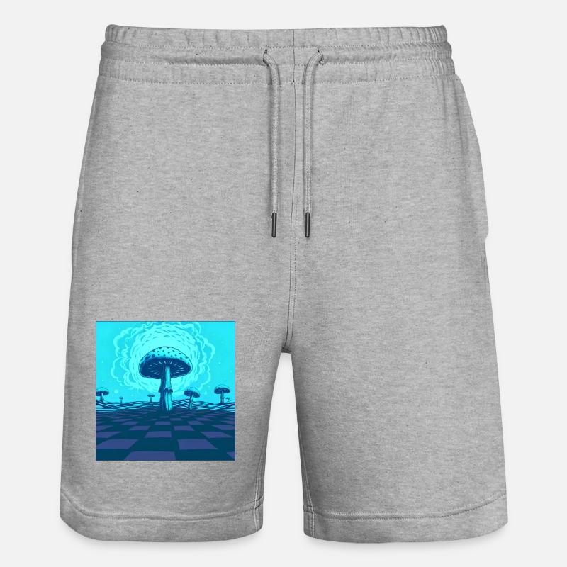 Scène Futuriste De Champignons Psychédéliques Bleus - Short de jogging bio TRAINER Stanley/Stella unisexe - gris chiné