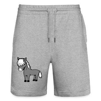 Pferd Bob Haare Frisur Pony Fohlen Niedlich Comic - Stanley/Stella Unisex Bio Joggingshorts Trainer  - Grau meliert - Vorne - Nik (191cm) & Marisol (170cm)
