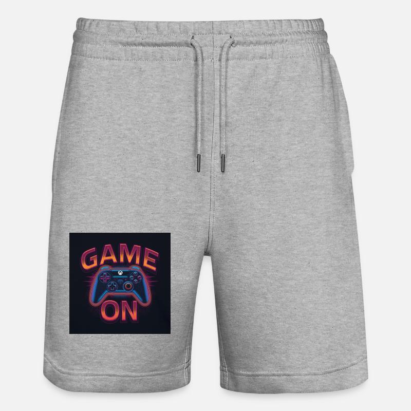 Leuchtender Gaming-Controller mit Neon-Design - Stanley/Stella Unisex Bio Joggingshorts Trainer  - Grau meliert