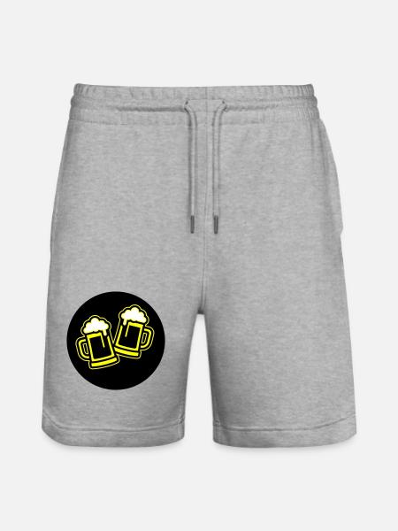 Bier Anstoßen Symbol Bierkrug - Stanley/Stella Unisex Bio Joggingshorts Trainer - Grau meliert