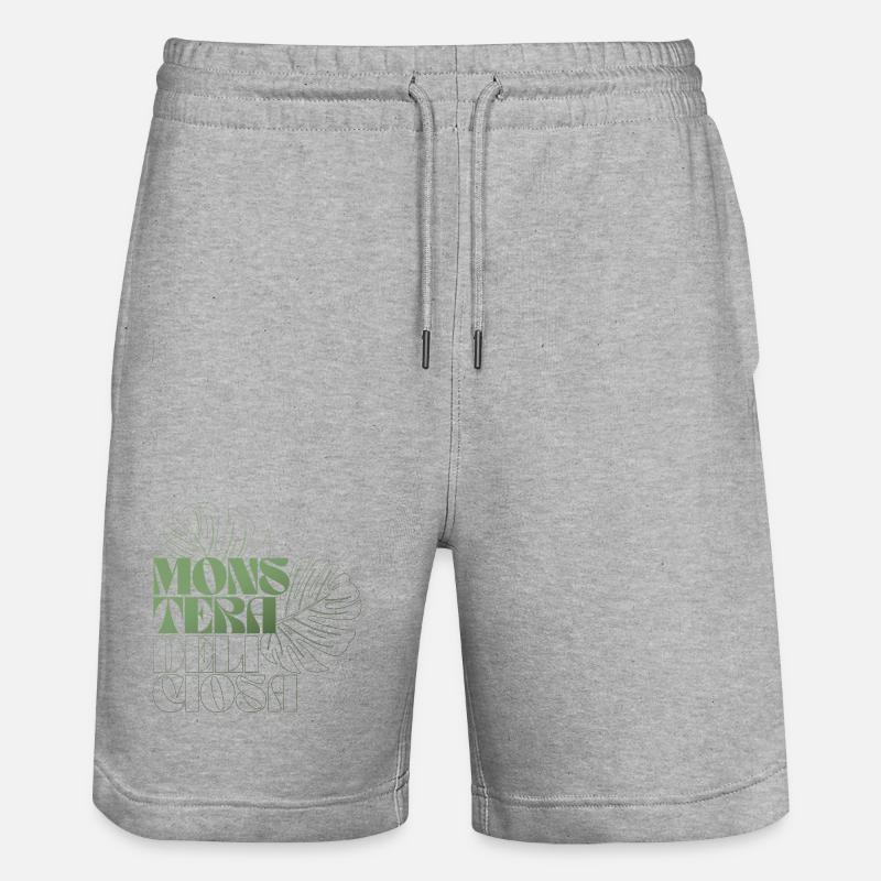 Feuille de Monstera Conception botanique - Short de jogging bio TRAINER Stanley/Stella unisexe - gris chiné