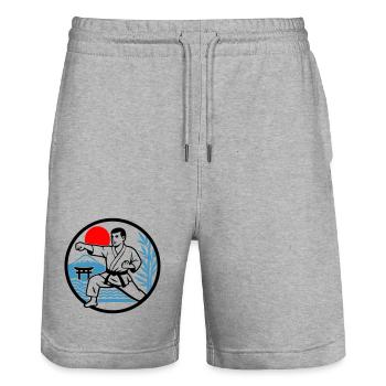 Karaté Nature - Short de jogging bio TRAINER Stanley/Stella unisexe - gris chiné - Devant - Nik (191cm) & Marisol (170cm)