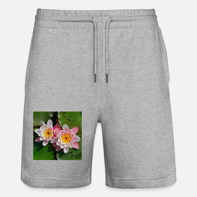 Nénuphars fleurs dans l’eau - Short de jogging bio TRAINER Stanley/Stella unisexe - gris chiné