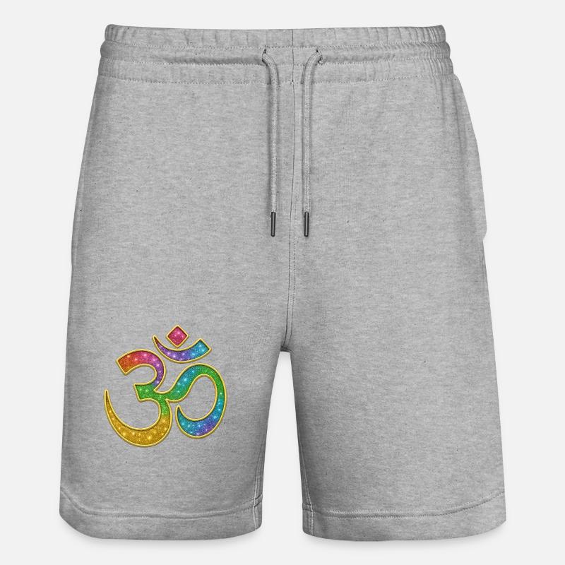 Regenbogen Om Symbol im Glitter-Design - Stanley/Stella Unisex Bio Joggingshorts Trainer - Grau meliert