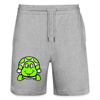 Turtle Tongue Sticking Out Naughty Funny Cool - Stanley/Stella Trainer Unisex Organic Jogging Shorts - heather grey - Front - Nik (191cm) & Marisol (170cm)
