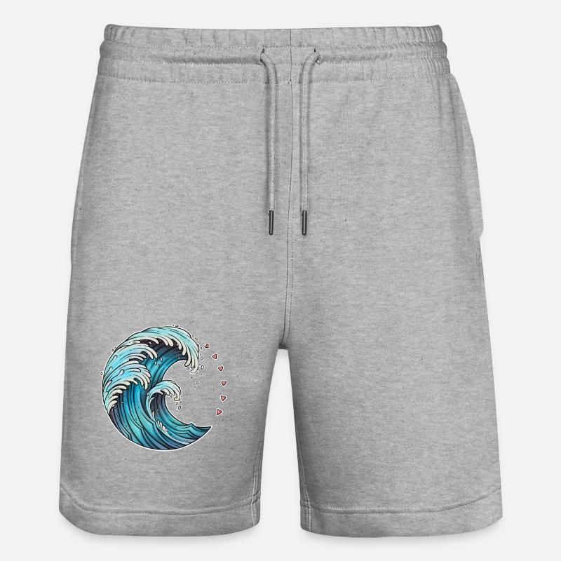 Illustration d’art de vague dynamique - Short de jogging bio TRAINER Stanley/Stella unisexe - gris chiné