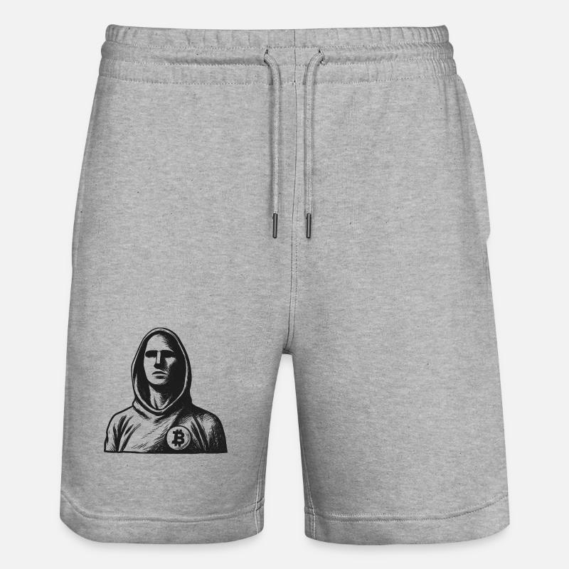 Hacker anonyme avec logo Bitcoin - Short de jogging bio TRAINER Stanley/Stella unisexe - gris chiné