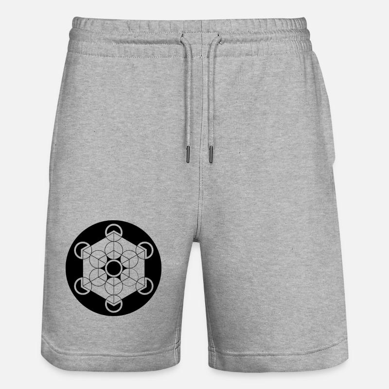 Crop circle cube de Metatron - Short de jogging bio TRAINER Stanley/Stella unisexe - gris chiné