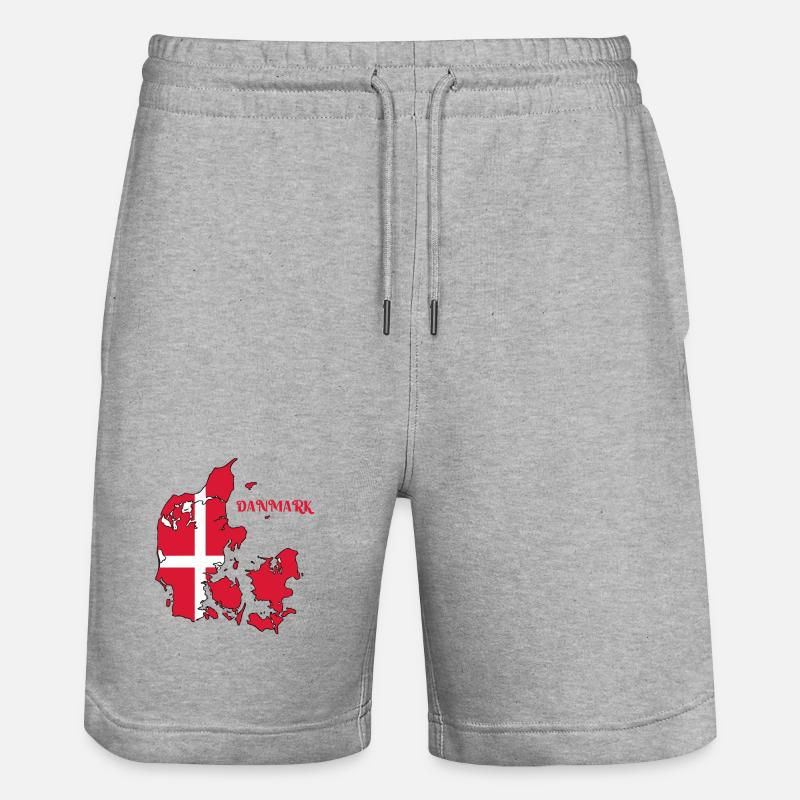 Carte du Danemark avec drapeau - Short de jogging bio TRAINER Stanley/Stella unisexe - gris chiné