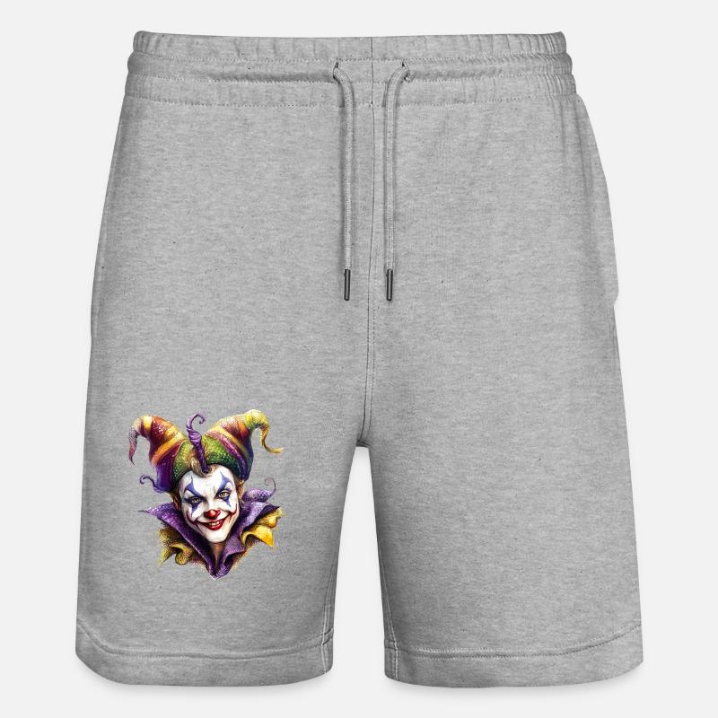 Illustration de visage de clown - Short de jogging bio TRAINER Stanley/Stella unisexe - gris chiné
