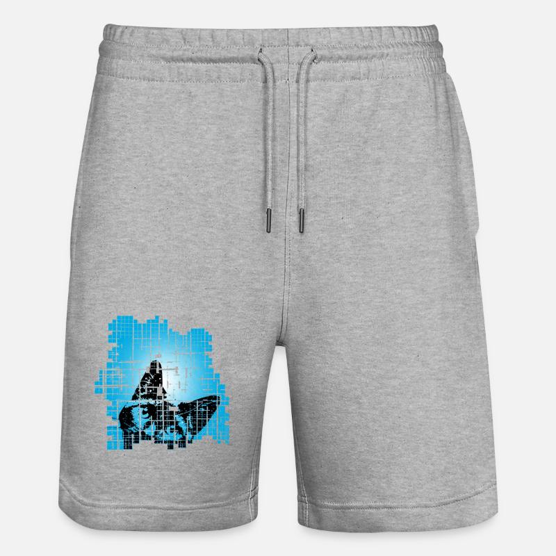 Chat en Pixel Grid Bleu - Short de jogging bio TRAINER Stanley/Stella unisexe - gris chiné