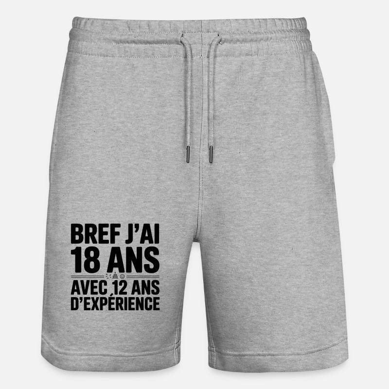 18 Ans avec 12 Ans d'Expérience - Short de jogging bio TRAINER Stanley/Stella unisexe - gris chiné