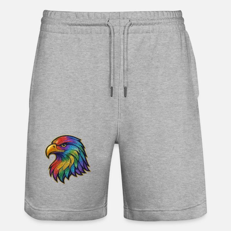 Rainbow Eagle Head Patch - Stanley/Stella Trainer Unisex Organic Jogging Shorts - heather grey