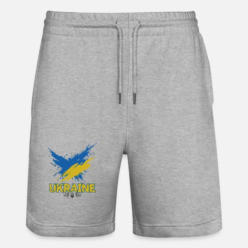 Drapeau de l’Ukraine Splash Art - Short de jogging bio TRAINER Stanley/Stella unisexe - gris chiné