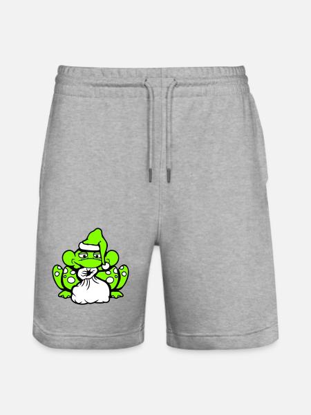 Frog Santa Claus Christmas Hat Gift - Stanley/Stella Trainer Unisex Organic Jogging Shorts - heather grey